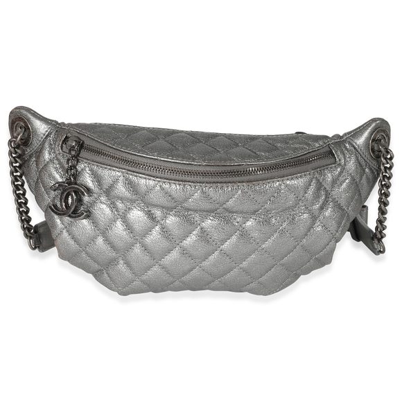 Chanel Silver Metallic Calfskin Banane Waist Bag - Picture 1 of 5